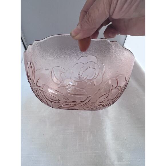 Vintage Arcoroc rose pink glass Fruit Serving bowl 1970s France Rosaline - Picture 4 of 5